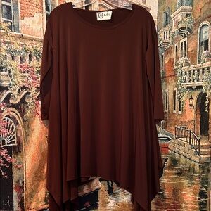 Women’s L&B Chocolate Brown Asymmetrical Tunic